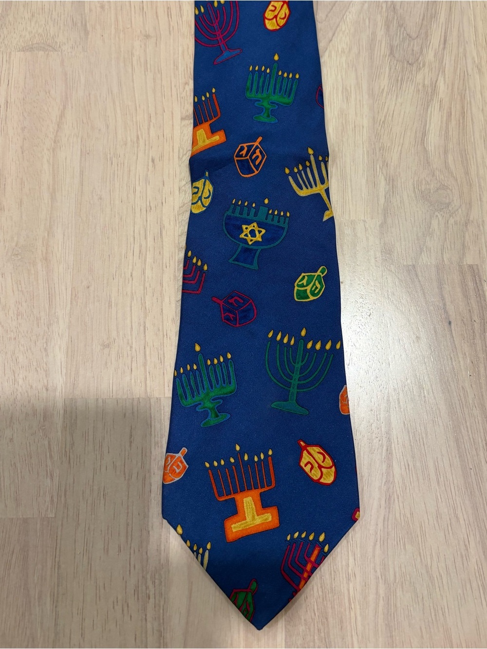 Kids Blue Hanukkah Menorah & Dreidel Tie - Festive Holiday Accessory